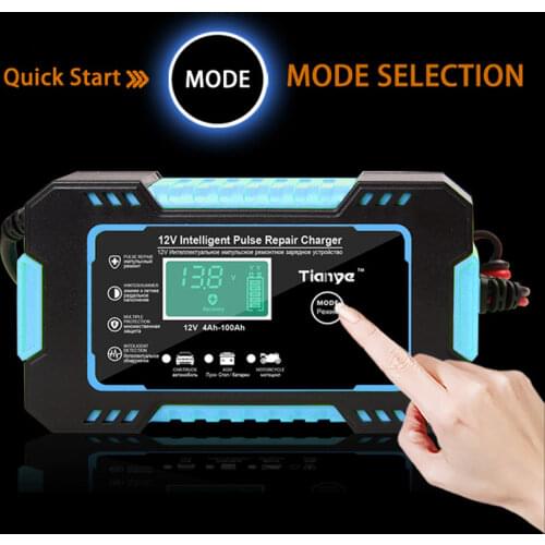 Car Battery Charger 12 6A Touch Screen Pulse Repair LCD Battery Charger For Car Motorcycle Lead Acid Battery Agm Gel Wet