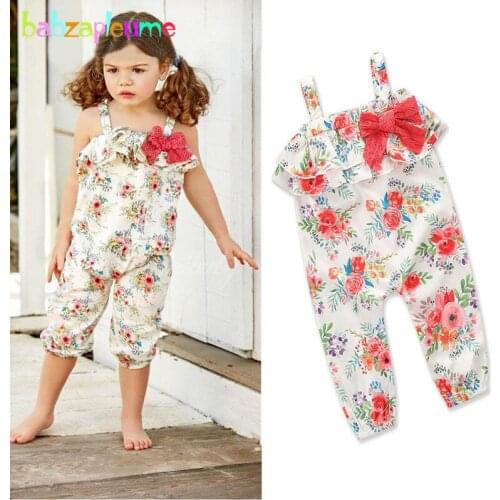 Babzapleume Summer Wear Kids Overalls Baby Clothes Cute Bow Flower Little Girls Outfit Children Jumpsuit Toddler Clothing BC1775