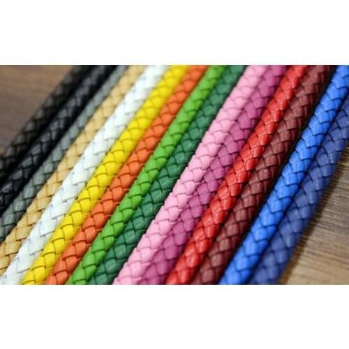 Free shipping Multi Color 10Meters 32.8 feet Leather Cord 5mm - Round Braided Bolo Genuine Leather Cord