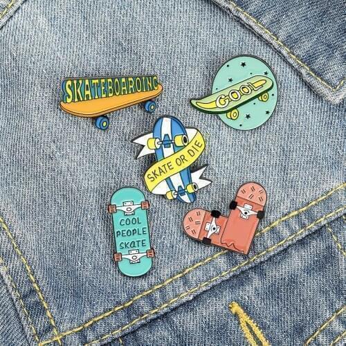 Skateboard Brooch For Coat Enamel Pin Woman Collar Denim Pins Metal For Clothes WomenS Brooches Badges Backpack Badge Jewelry