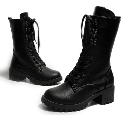 Spring/autumn high-heeled ankle boots with rounded heads and one-boot ins ankle boots are versatile with Martin boot ladies