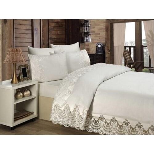 DowryWorld-Marry-Ebrari French Lace Duvet Cover Set - Cream