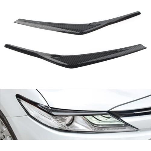 2Pcs Carbon Fiber ABS Car Head light Lamp Eyebrow Trim Cover Decoration For Toyota Camry SE XSE 2018 2019 2020