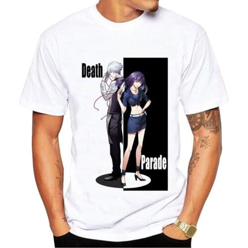 Death Parade Print model T-Shirt O-Neck Cotton Tee Anime T-shirt Streetwear