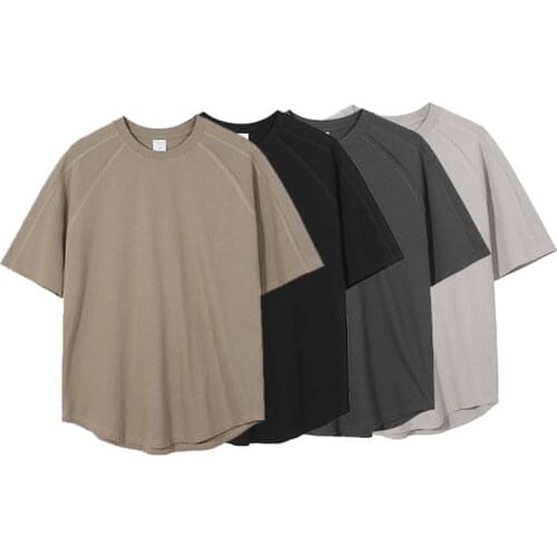 2PCS Mens Casual T-Shirt Pleated Raglan Sleeve Bodybuilding Gym Tee Short Sleeve Men Fashion Workout Shirts Hipster Shirt