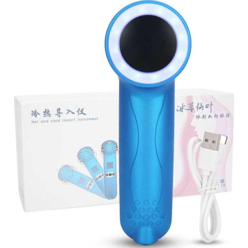 Hot Cold Face Hammer LED Light Face Skin Rejuvenation Whitening Moisturizing Aviation Touches Probe Automatic Timing Face Care