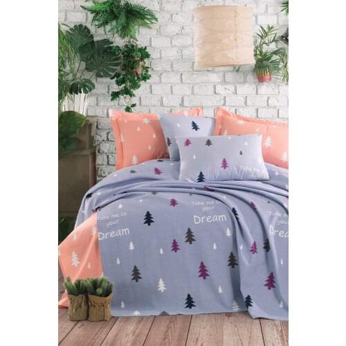 2021 PIQUE Set Turkish Cotton With Pillowcase Bedspread Sets Bed Linen Sheet Modern For Summer King Size Duvet Cover Light Blue