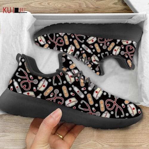 KUILIU Cartoon Medical Graphic Print Men Women Cusual Nursing Shoes Outdoor Mesh Knit Sneaker Lightweight Couple Uninsex Shoes