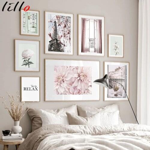 Retro Mural Canvas Photography Ancient Architecture Doors and Windows Landscape Poster Print Floral Canvas Painting Mural Nordic