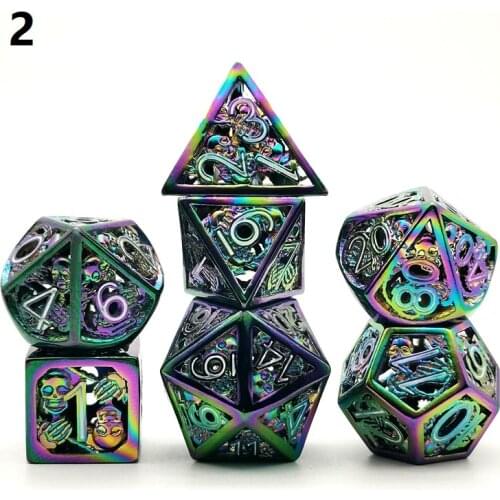 New Metal DND Dice Set D20 Hollow Polyhedral Dados Rol Dobbelstenen Dobbelsteen d&d Game 7pcs/Set