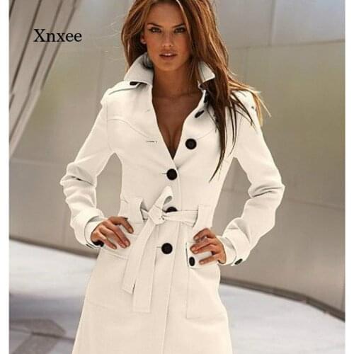 2021 Autumn and Winter New Slim Womens Autumn Coat Wool Blended Solid Color Collar Coat Women
