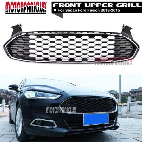 Front Honeycomb Mesh Chrome Black Bumper Grill For Ford Fusion Mondeo 2013-2015