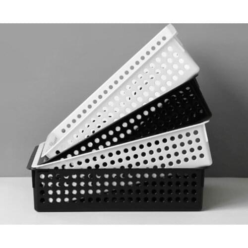 YYDS Plastic Storage Basket File Tray Tabletop A4 Document Magazine Organizer with Handles for Home Office Pantry
