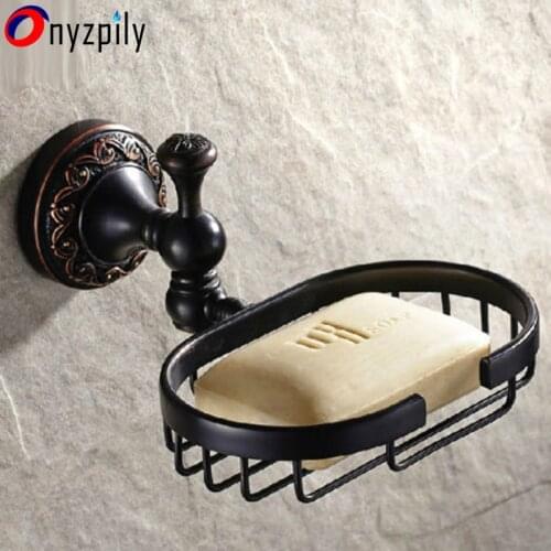 Oil Rubbed BronzeFlower Carving Bath Wall Mount Soap Dish Holder Basket Holder