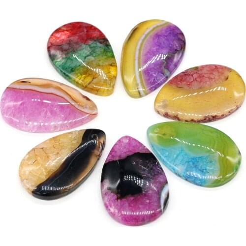Natural Agates Stone Pendants Waterdrop Shape Exquisite Colorful Agates Stone Charms for Jewelry Making Necklace Bracelet Gift