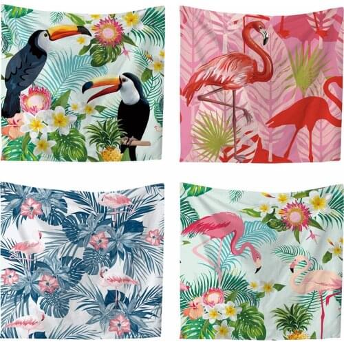 Polyester Flamingo Tapestry Wall Art Tapestries Tropical Home Decorative Door Curtain Living Room Bedspread Sheet Table Cloth