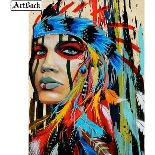 Full square/round 5d diamond painting indian woman sticker diamond mosaic handmade crafts embroidery aborigines