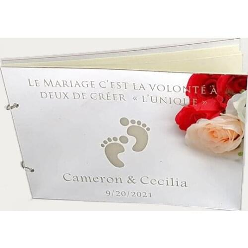 Custom Wedding Guest Signs Book 60 sheets /120pags B5 Mirror Note Book for Party Event Decor Favor Gifts Gold Silver Mirror