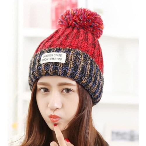 Casual Women Solid Adult Cotton Caps Cover Head Thickened Warm Women Woollen Hat Colors Skullies Hat Warm Beanies Hats