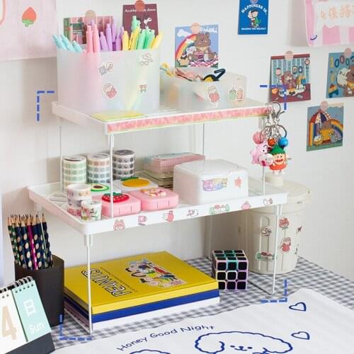 Simple Style Folding Storage White Desktop Sundries Rack Finishing Increase Holder Stationery Office Supplies