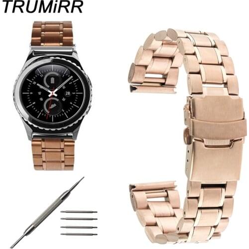 20mm Stainless Steel Watch Band for Samsung Gear S2 Classic R732 & R735 Moto 360 2 42mm Wrist Strap Safety Buckle Belt Bracelet