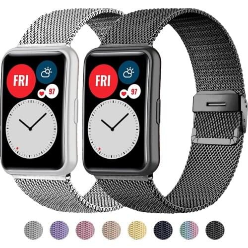 Milanese loop Band For Huawei Watch FIT Strap stainless steel metal Sliding buckle bracelet Huawei Watch fit Strap Accessories