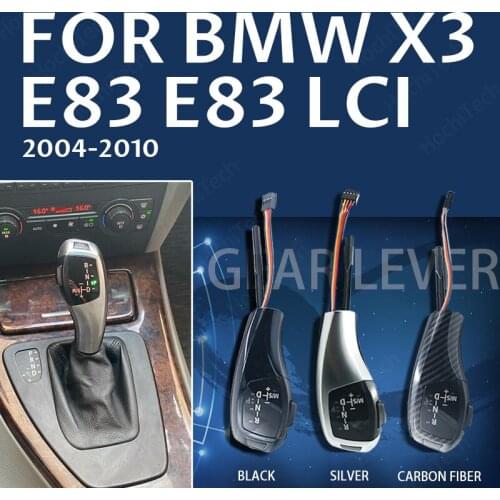 Shifter Lever Carbon Fiber Black Silver PU Leather For BMW x3 E83 E83 LCI 2004 2005 2006 - 2010 Accessories LED Gear Shift Knob