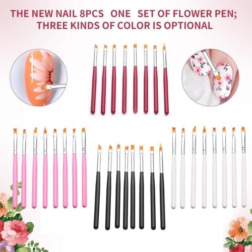 Salon 8Pcs 3D Nail Art Brush Set Gel DIY Manicure Various Shapes Draw Lines