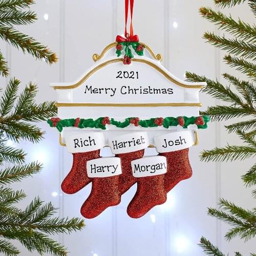 DIY Personalised Family Christmas Xmas Tree Stocking Ornament Mantel Family Groups 2021 Christmas Holiday Decorations