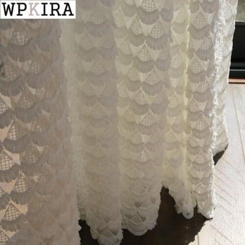 Modernn Ins Embossed White Sheer Curtain for Living Room Voile Drape Kitchen Mesh Fabric Bay Window Porch Blinds S084#E