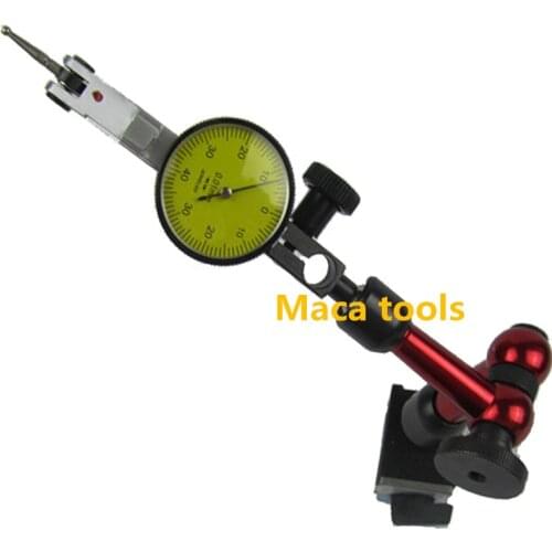 Lever Dial Indicator 0-0.8mm Shockproof With Mini Universal Flexible Magnetic Base Dial Test Gauge Measuring Tools