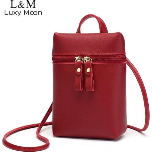 Cell Phone Messenger Bag Women Mini Leather Crossbody Mobile Bags Black Fashion Shoulder Bag Portable Strap Coin Purse XA67H