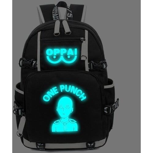 Anime One Punch Man Teenage Laptop Travel Bags Cartoon Luminous Student School Shoulder Bag Cosplay Backpack