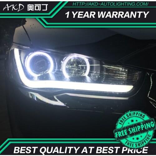 AKD tuning cars Headlight For Mitsubishi Lancer EX 2008-2016 Headlights LED DRL Running lights Bi-Xenon Beam Fog lights angel