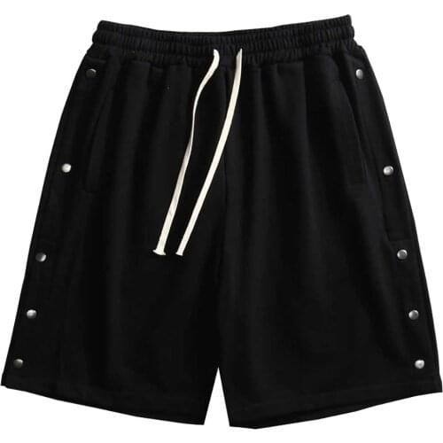 High Street Sportswear Casual Side Seam Breasted Buckle Shorts Men Summer Trend Loose Baggy Boardshorts