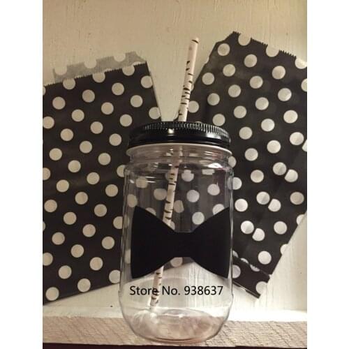 Bow Tie Vinyl Stickers Jar Labels Birthday Party Gender Reveal Chalk Labels Decal Removable Cup Decoration Self Adhesive ZB182