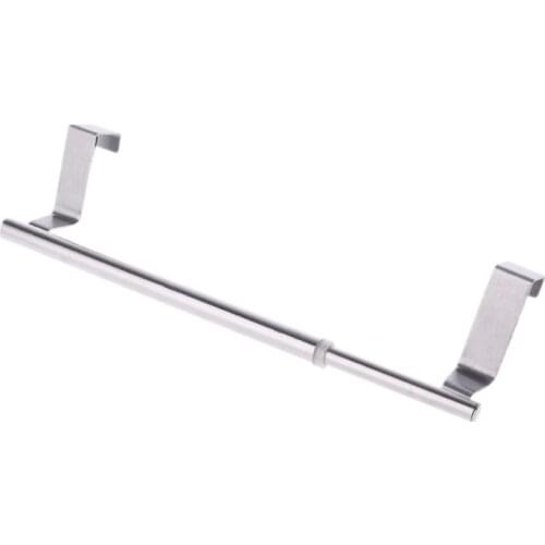 Extendable Over Door Towel Rack Bar Hanging Holder Bathroom Kitchen Hotel Cabinet Cupboard Shelf Rail Stainless Steel Jan-23