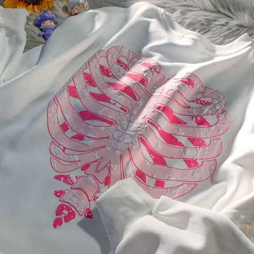 2021 Winter Goth Skull Print Sweatshirt Hip Hop Harajuku Teens Clothes Women Tops Cotton Casual Oversized New Streetwear Fashion