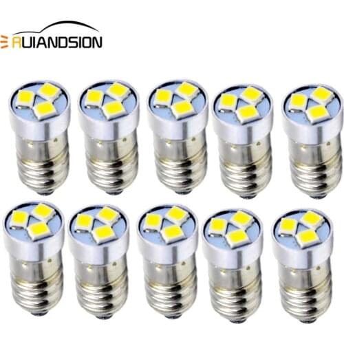 10pcs 3V 6V 12v DC 3smd 3030 E10 Base LED Upgrade Bulb Replacement for Headlamps Lanterns Flashlights Torch LED Conversion Bulbs