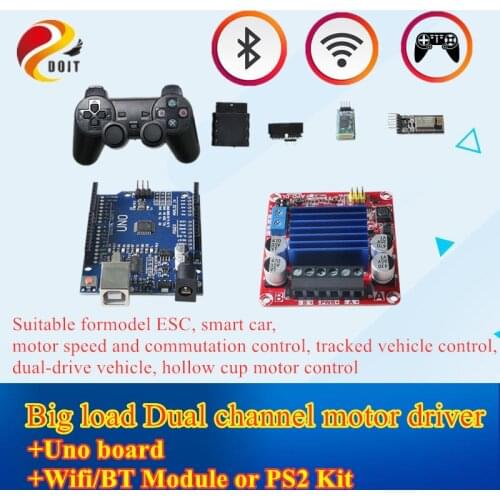 24V APO_DL Dual channel motor driver speed regulation and commutation controller+ Arduino Uno Board+Wifi/BT/PS2 Control big load