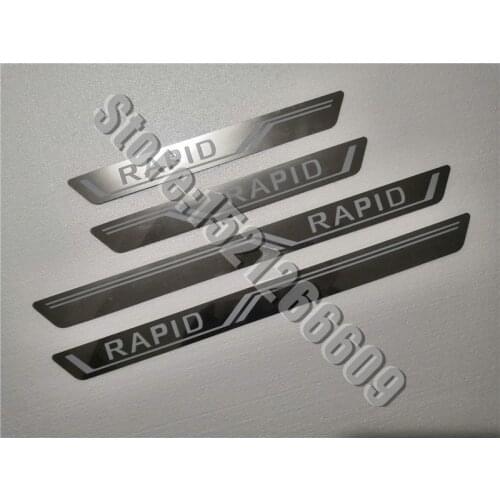 4PCS Stainless Steel Original factory stainless steel Car door cover outside door sill plate For Skoda Rapid 2013- 2019
