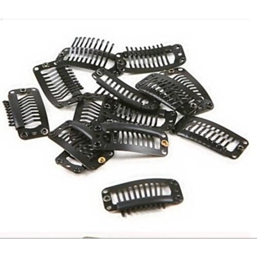 5Pcs 32mm 9-teeth Hair Extension Clips Snap with Silicone Back for Clip In Human Hair Extensions Wig Comb Clips T0298