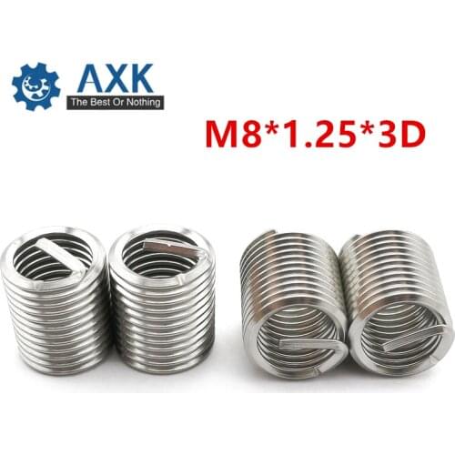 50pcs M8*1.25*3D Wire Thread Insert Stainless Steel 304 Wire Screw Sleeve M8 Screw Bushing Helicoil Wire Thread Repair Inserts