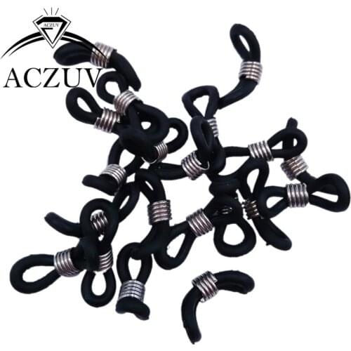 500pcs 20x5mm Rhodium Adjustable Black Rubber Glasses Lanyard Cord Ends for Sunglass Eyeglass Chain Holder Accessories RGL003