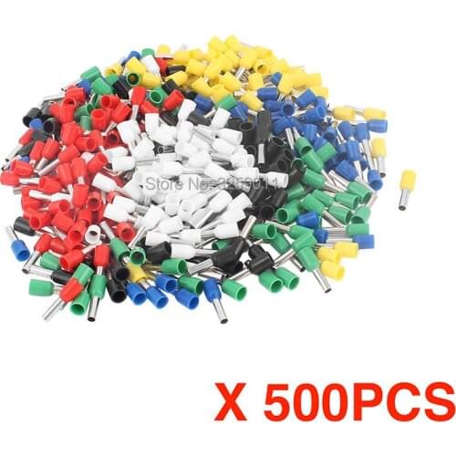 500PCS E2512 2.5mm Electrical Crimp Terminal Block Tubular Wire Connector tube pre-insulating terminal type TG-JT EV2512 AWG14