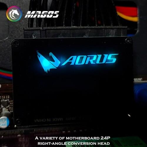 Computer M/B ATX Power Supply 24Pin 90 Degree RGB Light Connector Adapter,Steering Head MOD Mounting Accessories Wiring Artifact