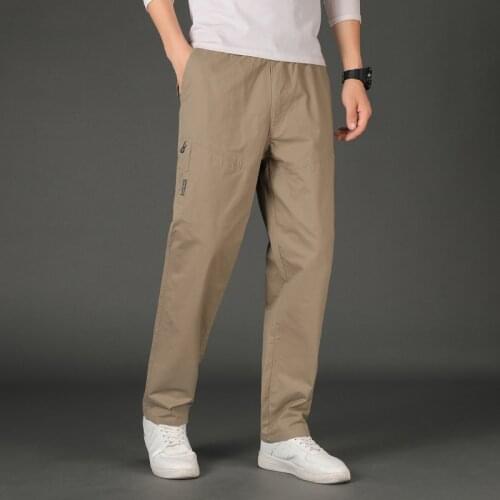 Autumn New Khaki Jogger Cargo Pants Men Casual Loose Side Zipper Pockets Trousers Outdoor Tactical Military Cargo Sweatpant Men