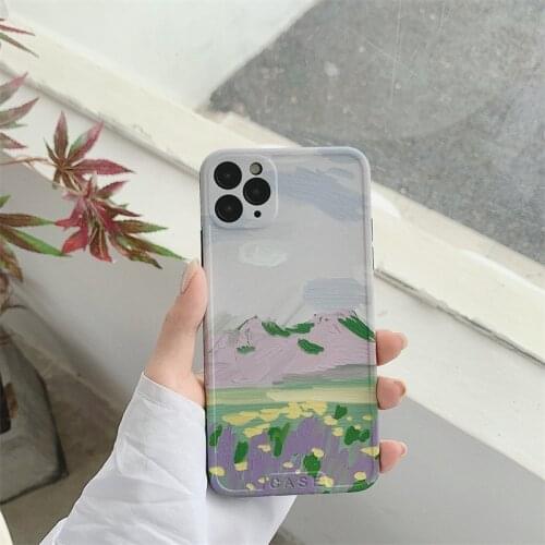 Retro Art Oil Painting Landscape Flower Phone Case For iPhone 11 Pro Max Xr Xs Max X 7 8 Plus SE cute Cases Soft Silicone Cover