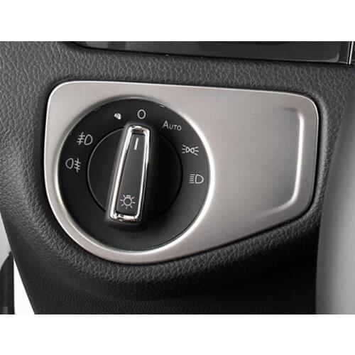 ABS Chrome Car Headlight Adjustment Switch Panel Decorative Cover Trim For Golf 7 MK7 2014 -2019 Accessories Car Sticker Styling