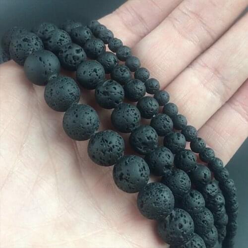 Natural Stone Beads Black Lava Hematite Round Beads For Jewelry Making Volcanic Rock Beads DIY Bracelet Ear Studs 15''4 6 8 10mm